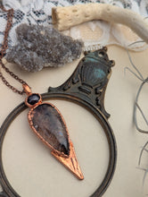 Load image into Gallery viewer, Copper Electroformed Rutilated Quartz with Star Garnet Necklace