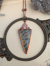 Load image into Gallery viewer, Copper Electroformed Moss Agate Necklace