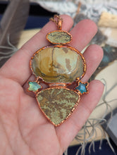 Load image into Gallery viewer, Copper Electroformed Dendritic Psilomelane, Labradorite, and Jasper Necklace