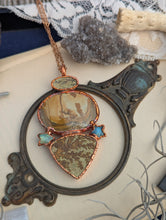 Load image into Gallery viewer, Copper Electroformed Dendritic Psilomelane, Labradorite, and Jasper Necklace