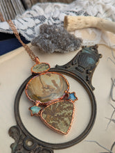 Load image into Gallery viewer, Copper Electroformed Dendritic Psilomelane, Labradorite, and Jasper Necklace