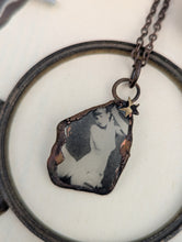 Load image into Gallery viewer, Copper Electroformed Vintage Image Seaglass Necklace