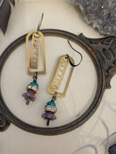 Load image into Gallery viewer, Brass Moon Phase and Flower Earrings