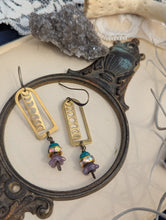 Load image into Gallery viewer, Brass Moon Phase and Flower Earrings