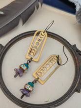Load image into Gallery viewer, Brass Moon Phase and Flower Earrings