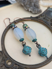 Load image into Gallery viewer, Verdigris Drop Earrings
