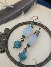 Load image into Gallery viewer, Verdigris Drop Earrings