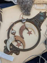 Load image into Gallery viewer, Wood and Acrylic Moon Earrings - Cream