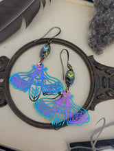 Load image into Gallery viewer, Rainbow Iridescent Rhinestone Moth Earrings