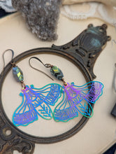 Load image into Gallery viewer, Rainbow Iridescent Rhinestone Moth Earrings