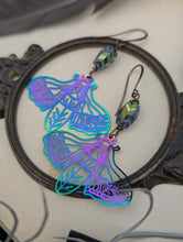 Load image into Gallery viewer, Rainbow Iridescent Rhinestone Moth Earrings
