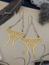 Load image into Gallery viewer, Brass Luna Moth Earrings