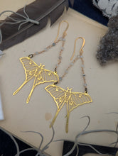 Load image into Gallery viewer, Brass Luna Moth Earrings