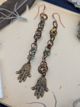 Load image into Gallery viewer, Rustic Industrial Hamsa Earrings
