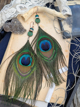 Load image into Gallery viewer, Peacock Feather Earrings 1
