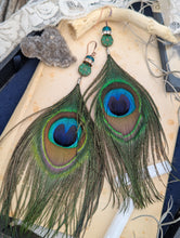 Load image into Gallery viewer, Peacock Feather Earrings 1