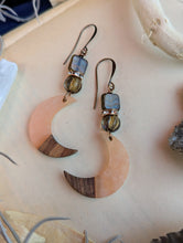 Load image into Gallery viewer, Wood &amp; Resin Moon Earrings