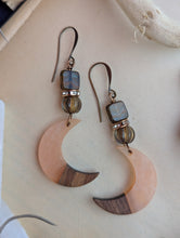 Load image into Gallery viewer, Wood &amp; Resin Moon Earrings
