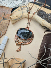 Load image into Gallery viewer, Copper Electroformed Faceted Labradorite Dragon Necklace
