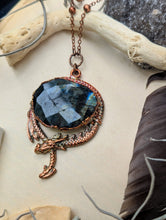 Load image into Gallery viewer, Copper Electroformed Faceted Labradorite Dragon Necklace
