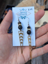 Load image into Gallery viewer, Brass Star Triangle Drop Earrings