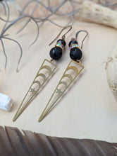 Load image into Gallery viewer, Brass Star Triangle Drop Earrings