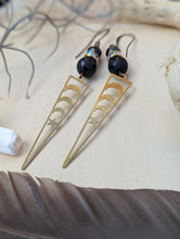 Load image into Gallery viewer, Brass Star Triangle Drop Earrings