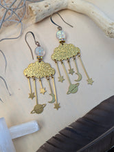 Load image into Gallery viewer, Textured Brass Cloud, Star, Planet Earrings