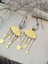 Load image into Gallery viewer, Textured Brass Cloud, Star, Planet Earrings