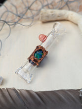 Load image into Gallery viewer, Electroformed Glass One-Hitter – Iridescent Cabochon &amp; Amber Roll-Stop