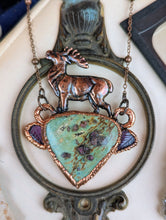 Load image into Gallery viewer, Copper Electroformed Stag and Ruby Zoisite Necklace