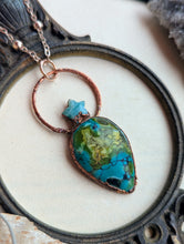 Load image into Gallery viewer, Tibetan Turquoise &amp; Amazonite Star Copper Electroformed Necklace