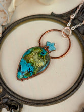 Load image into Gallery viewer, Tibetan Turquoise &amp; Amazonite Star Copper Electroformed Necklace