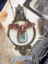 Load image into Gallery viewer, 'The Night-Winged Guardian' Owl and Agate Necklace