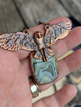Load image into Gallery viewer, 'The Night-Winged Guardian' Owl and Agate Necklace