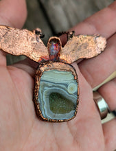 Load image into Gallery viewer, 'The Night-Winged Guardian' Owl and Agate Necklace
