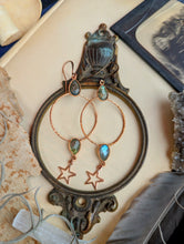 Load image into Gallery viewer, Gemstone Hoop Earrings with Stars - Labradorite