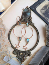 Load image into Gallery viewer, Gemstone Hoop Earrings with Stars - Labradorite
