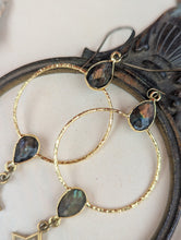 Load image into Gallery viewer, Gemstone Hoop Earrings with Stars - Labradorite 2