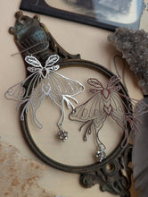 Load image into Gallery viewer, Luna Moth and Rhinestone Earrings