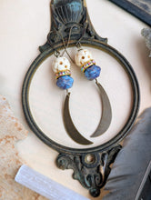 Load image into Gallery viewer, Crescent Moon Earrings - Carved Bone