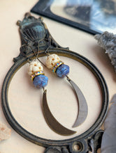 Load image into Gallery viewer, Crescent Moon Earrings - Carved Bone