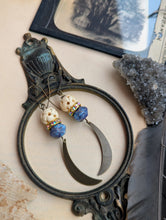 Load image into Gallery viewer, Crescent Moon Earrings - Carved Bone