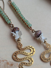 Load image into Gallery viewer, Chalcedony and Snake Vertebrae Earrings
