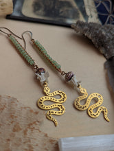 Load image into Gallery viewer, Chalcedony and Snake Vertebrae Earrings