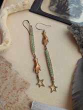 Load image into Gallery viewer, Chalcedony and Brass Hand Earrings