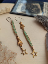 Load image into Gallery viewer, Chalcedony and Brass Hand Earrings