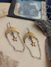 Load image into Gallery viewer, Midnight Starlight Moon and Star Earrings