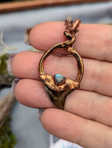 Electroformed Fossilized Shark Tooth Necklace with Labradorite