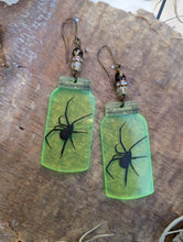 Load image into Gallery viewer, Black Widow Spider Jar Earrings 2
